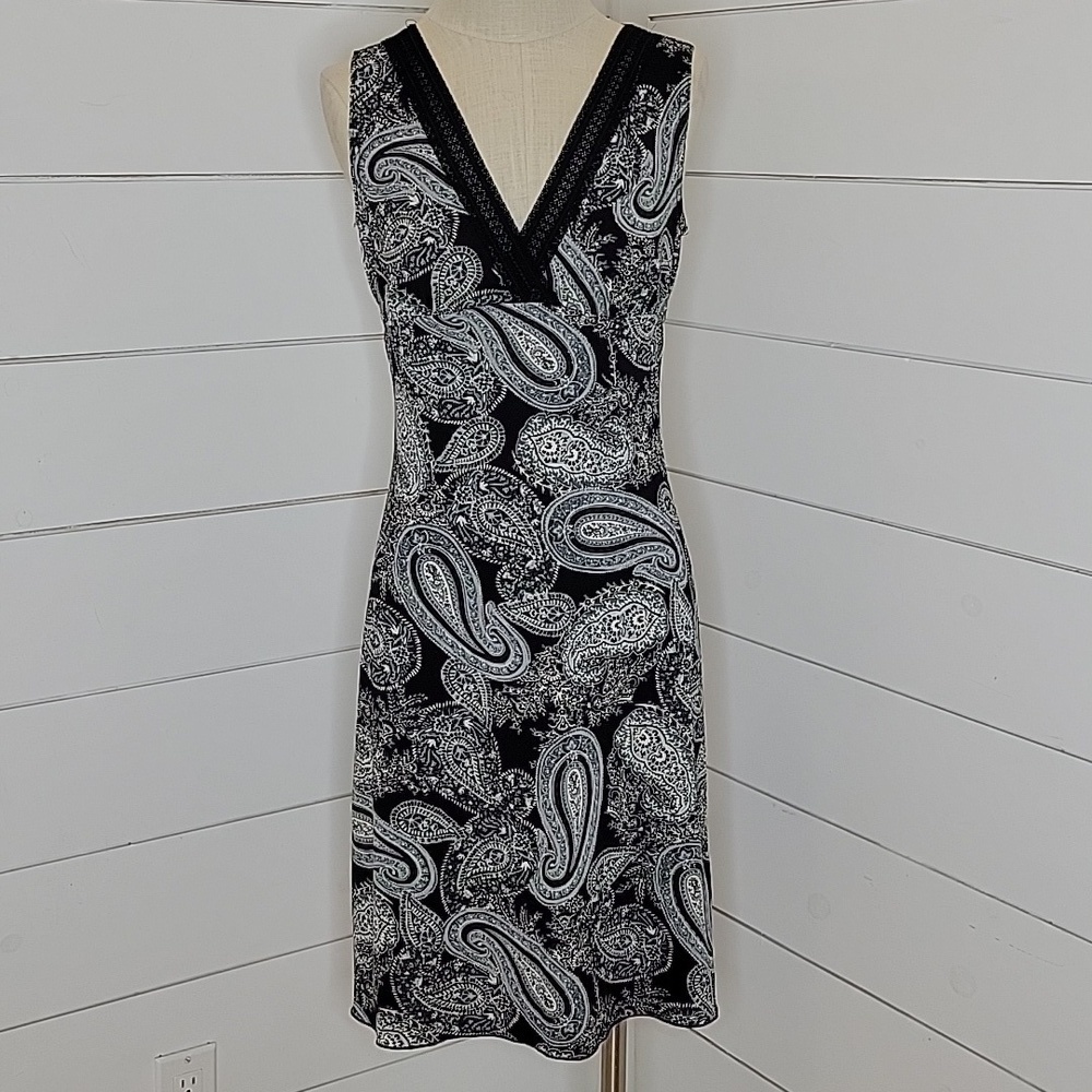 VINTAGE Y2K La Belle small blue & black paisley midi dress